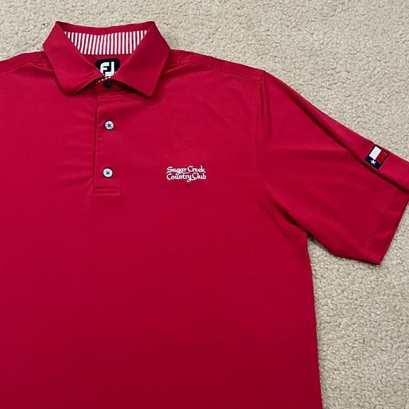 FJ FootJoy Mens Sugar Creek CC Red Polo Shirt Size Medium - Picture 2 of 5